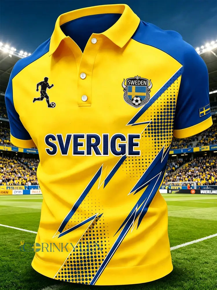 Herrpolotröja med fotbollsmotiv och raglanärmar - A / S