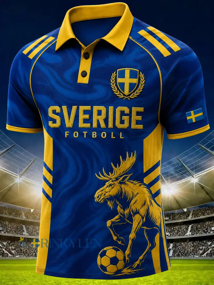 Herrpolotröja med korta ärmar och djurmotiv på fotbollstema - A / S