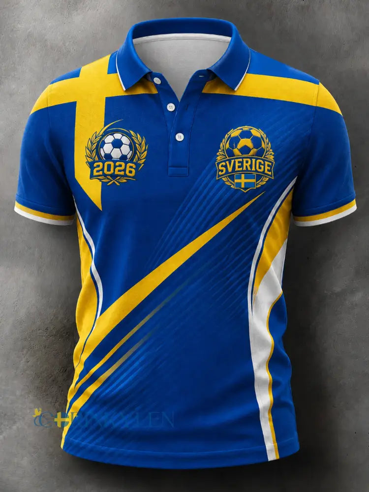 Herrpolotröja med svensk fotbollscheer-fanteknikertavla - A / S