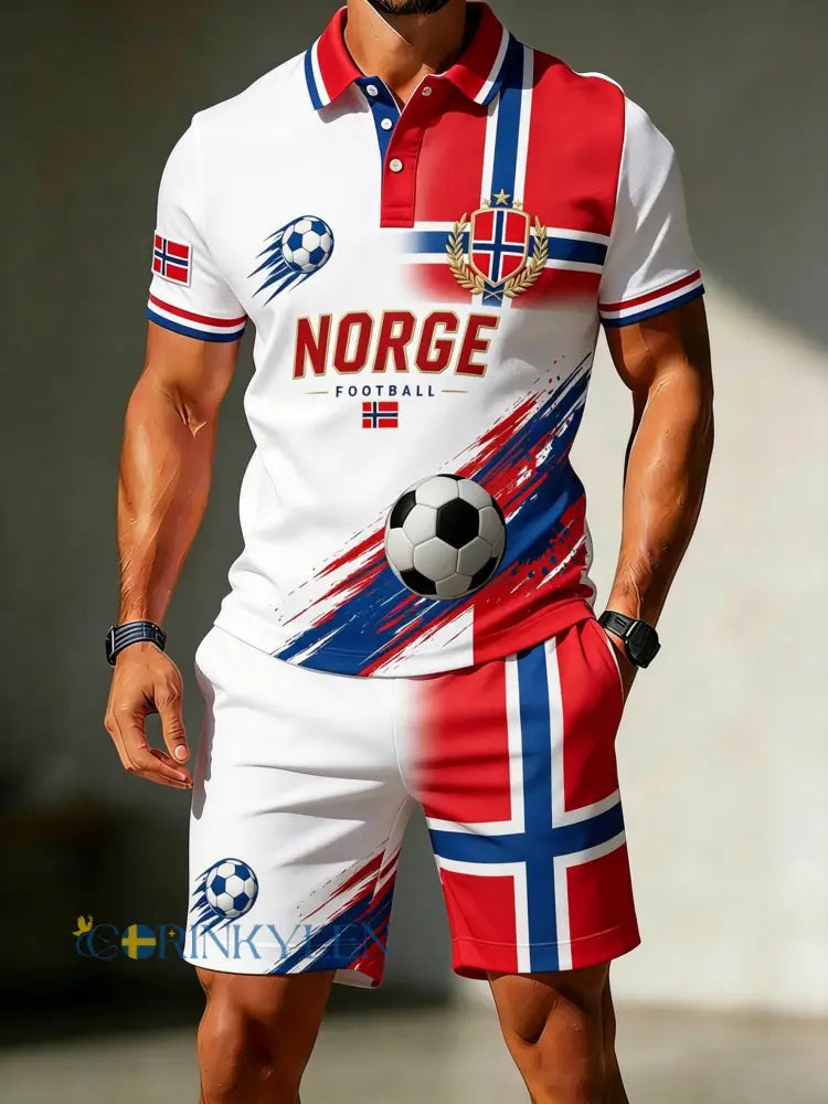 Herrset med konsttryck på fotbollsmatch i Norge polotröja - A / S
