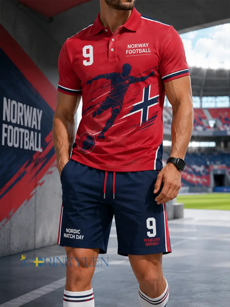 Herrset med vikinga- och fotbollstema: piké med kort ärm - A / S