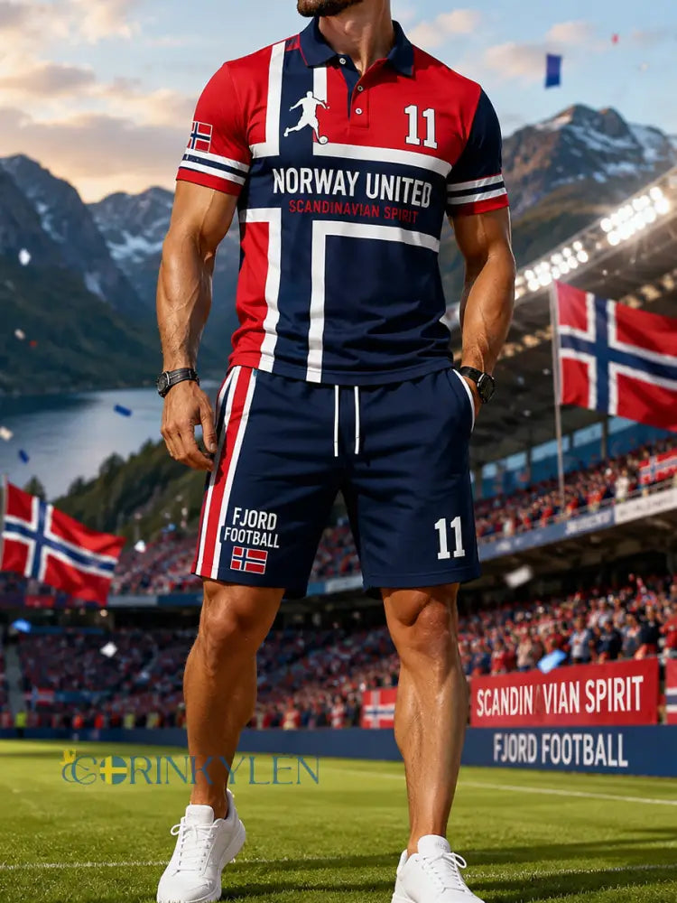 Herrset med vikinga- och fotbollstema: piké med kort ärm - A / S