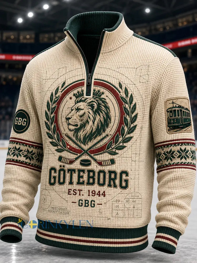 Herrtröja i 1 vintagestil från Göteborg Hockey med våffelmönster och lång ärm - A / S
