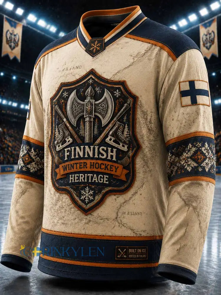 Herrtröja i finsk ishockey med tryckt axmönster från Tampere - som bild / S