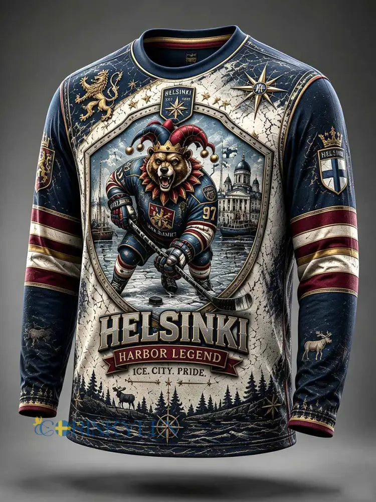 Herrtröja i fleecefleece med ishockeytryck från Jokerit i Helsingfors - som bild / S