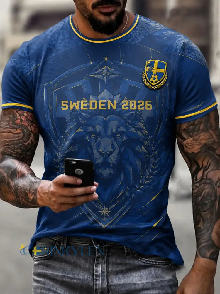 Herrtröja i fotbollsmönster från Sverige - blå / S