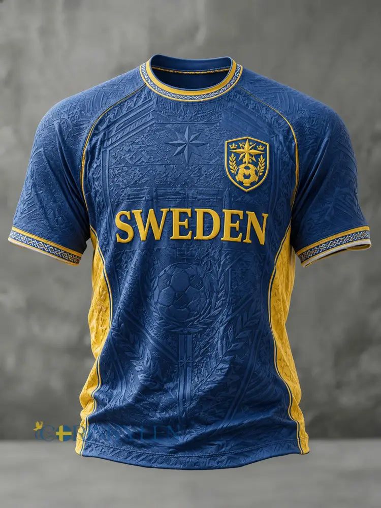 Herrtröja i fotbollsmönster från Sverige - blå / S