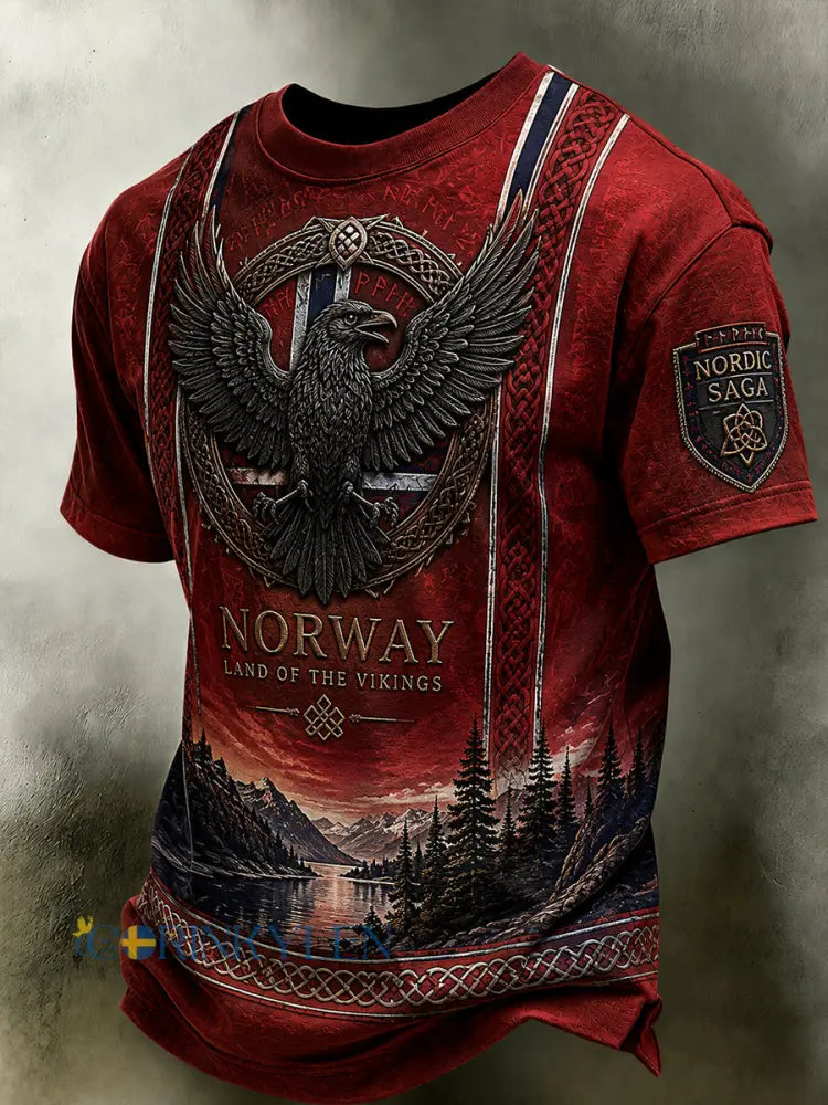 Herrtröja i retro nordisk stil med norsk konsttryck - A / S