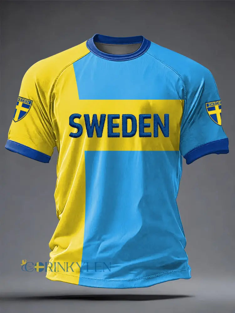 Herrtröja i svensk fotboll med tryckt motiv ledig modell korta ärmarna - som bild / S