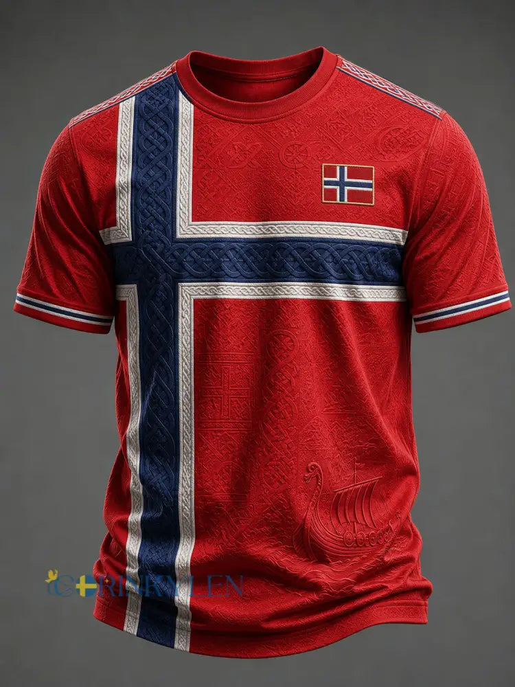 Herrtröja med fotbollsmotiv från Norge - röd / S