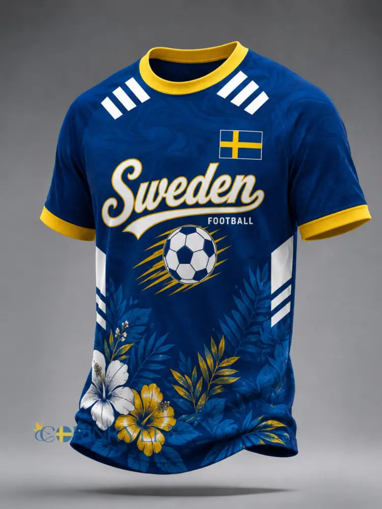 Herrtröja med konstnärlig tryckning i temat svensk fotbollsflagga - A / S