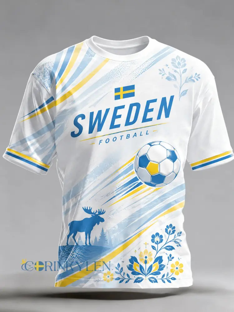 Herrtröja med konstnärlig tryckning i temat svensk fotbollsflagga - A / S