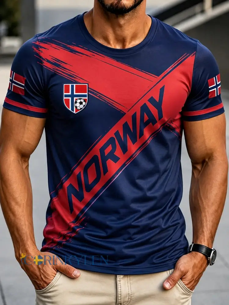 Herrtröja med konsttryck – norskt fotbollsmatch- och hejandelement - A / S