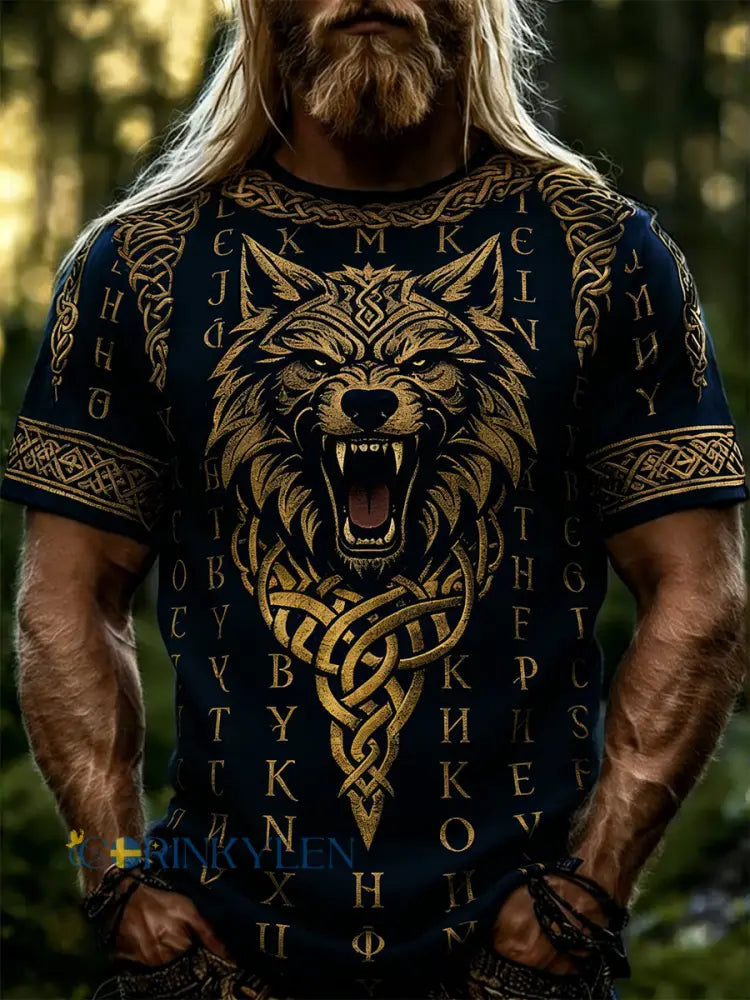 Herrtröja med korta ärmar och vikingatema - A / S