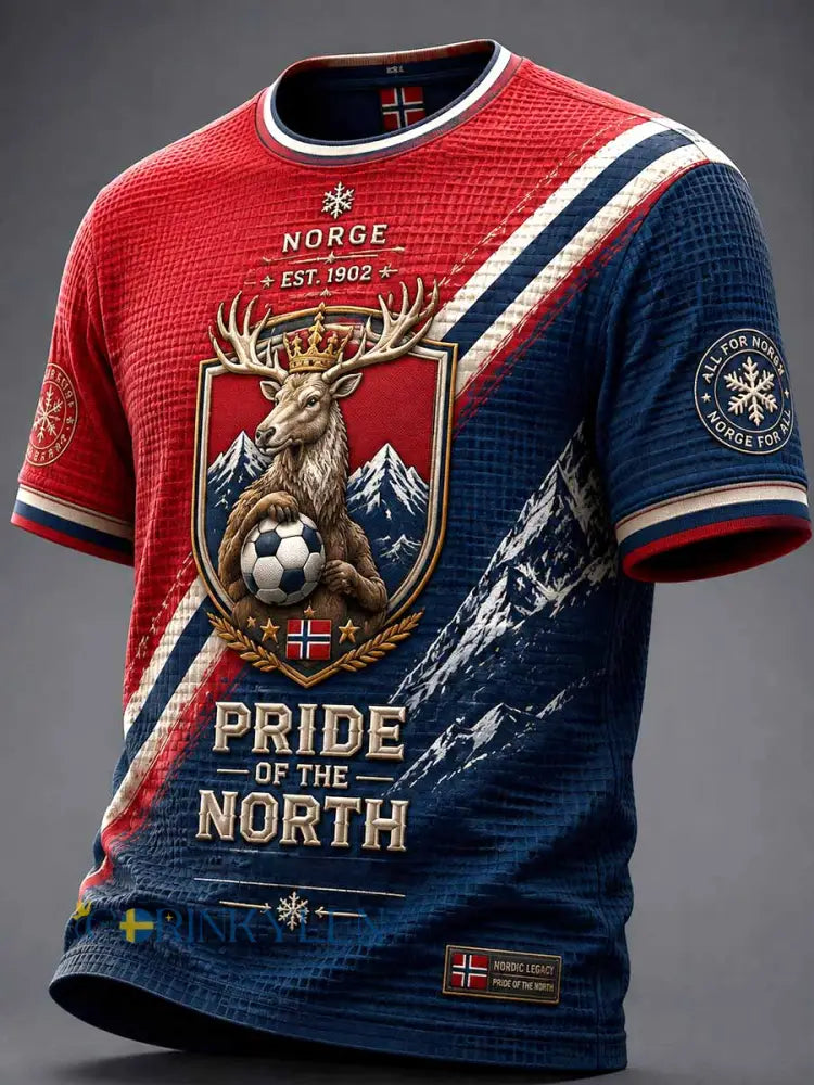 Herrtröja med minnesprint av Norges fotboll - som bild / S