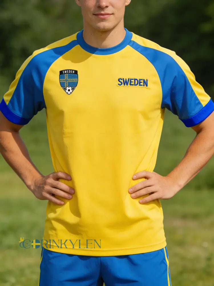 Herrtröja med raglanärm och färgblockering med fotbollstema - A / S