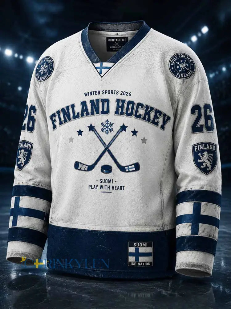 Herrtröja med retrodesign och finsk ishockeygrafik - som bild / S