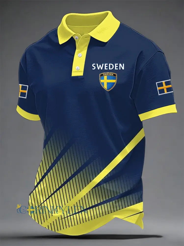 Herrtröja med svensk fotbollsprint ledig stil - som bild / S