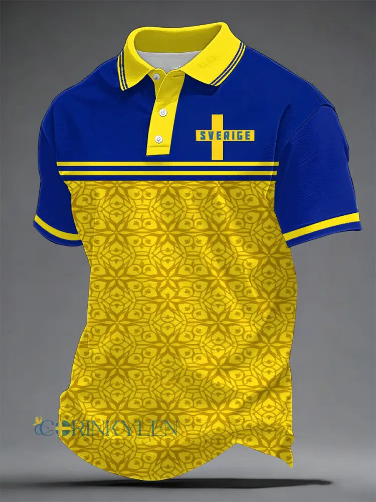 Herrtröja med svensk fotbollsprint och ledig stil - som bild / S