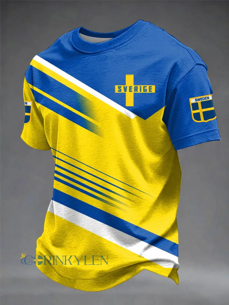 Herrtröja med svensk fotbollsprint - som bild / S