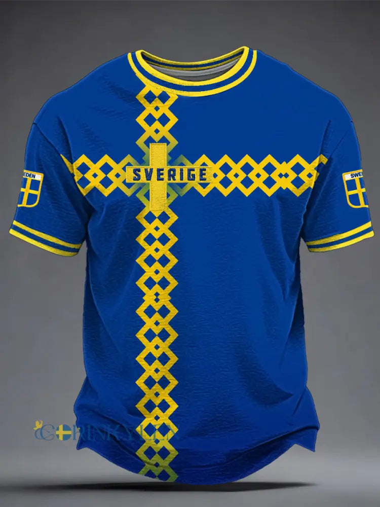 Herrtröja med svensk fotbollsprint - som bild / S
