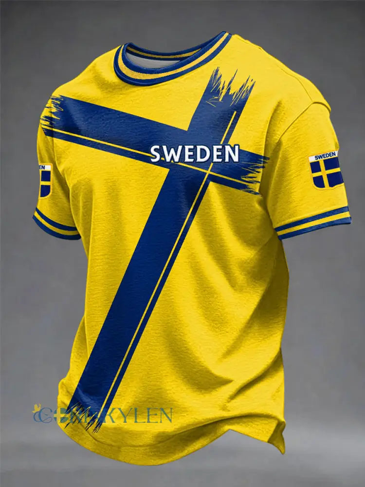 Herrtröja med svensk fotbollsprint - som bild / S