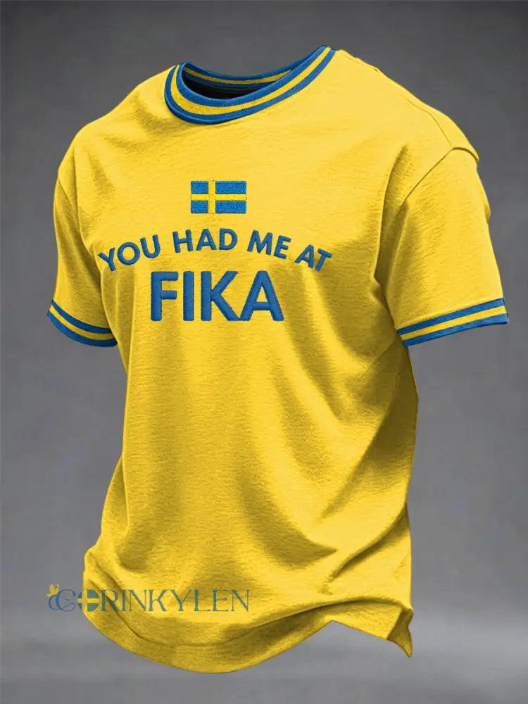 Herrtröja med svensk tryckkänning - gul / S