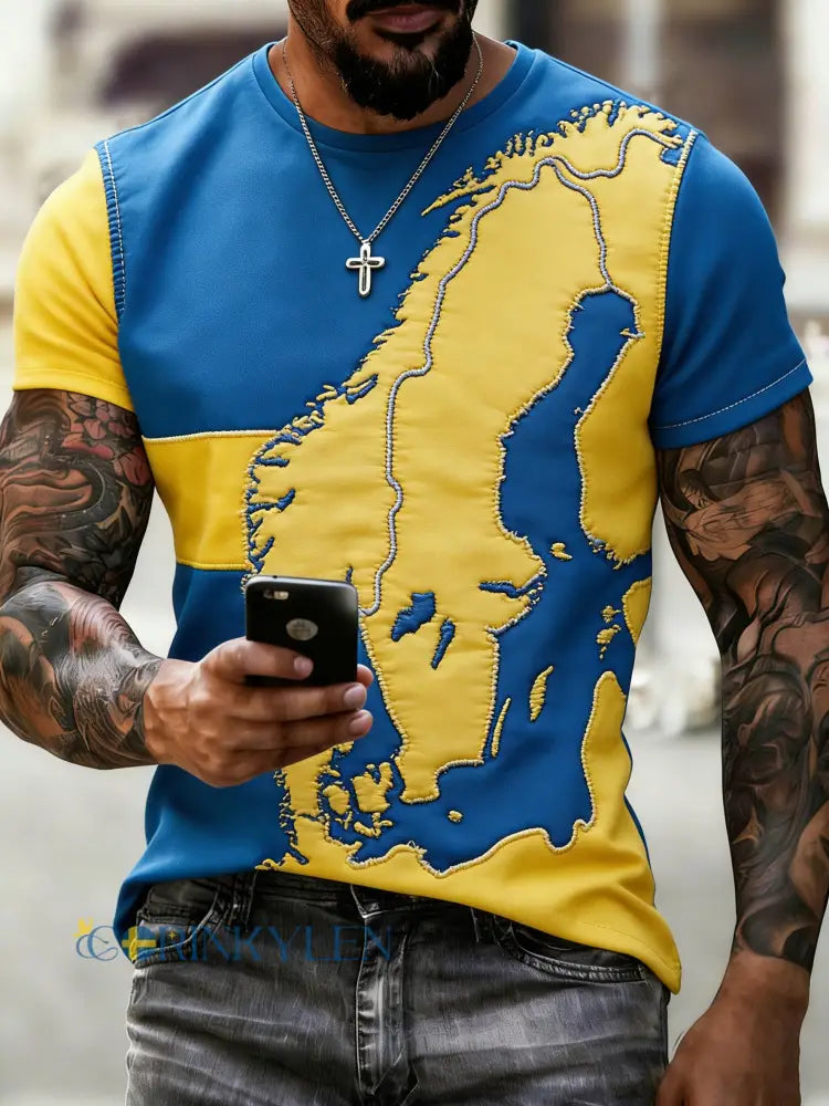 Herrtröja med tryck till minne av den svenska midsommarfesten - A / S