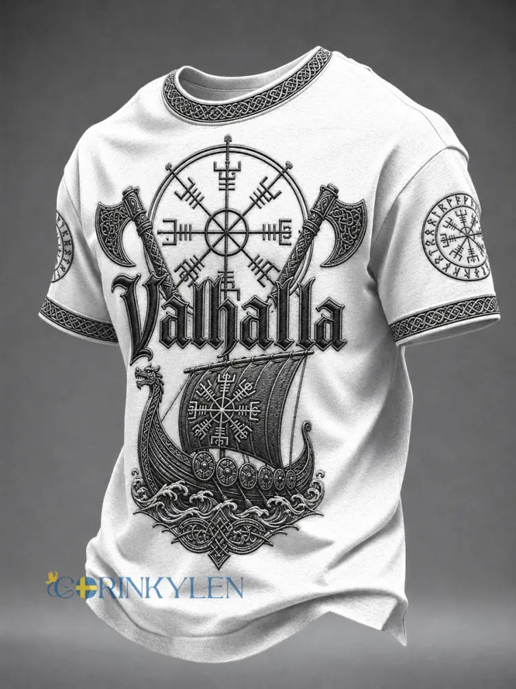 Herrtröja med Valhalla-print - vitt / S