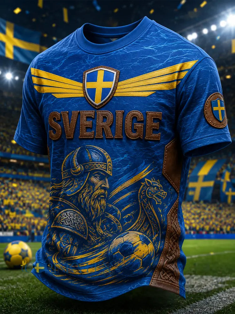 Herrtröja med vikingafotbollstryck och korta ärmar - A / S