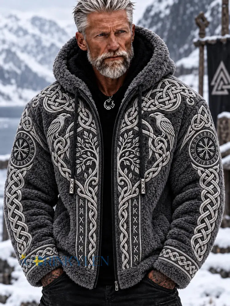 Herrtröja med vikingamönster fleecedelning och långa ärmarna - A / S