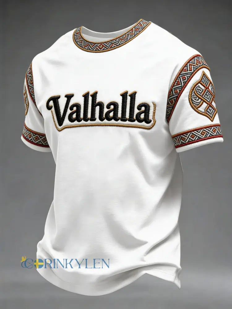 Herrtröja med vikingastil och Valhalla-motiv - vitt / S