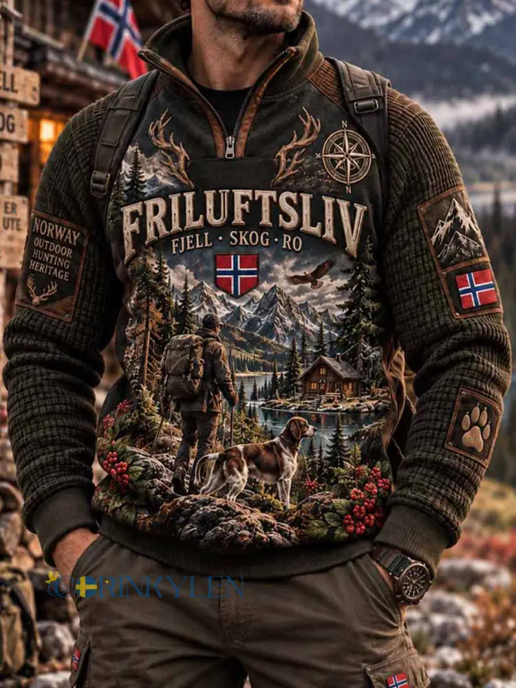 Herrtröja med vintagemönster för jaktperioden - som bild / S