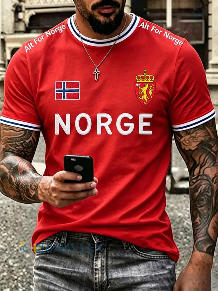 Herrtröja Norge - röd / S