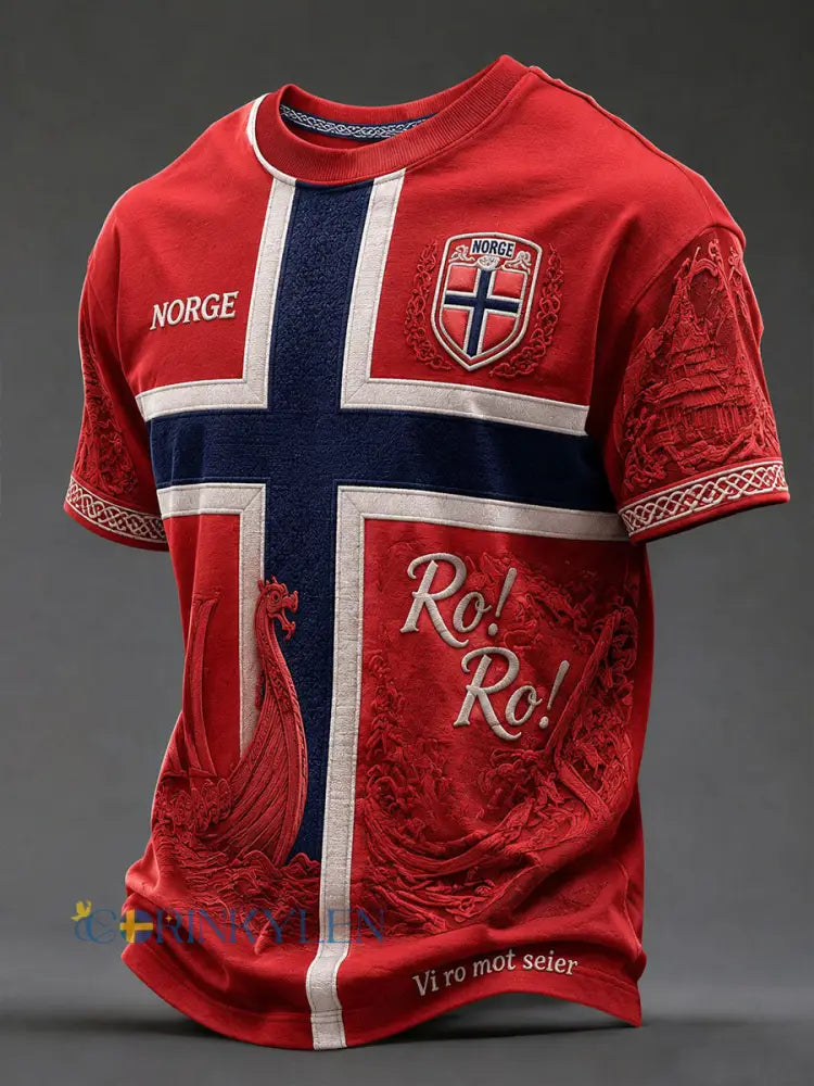 Herrtröjor med norskt tema - röd / S