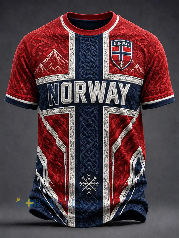 Herrtröjor med norskt tema - röd / S