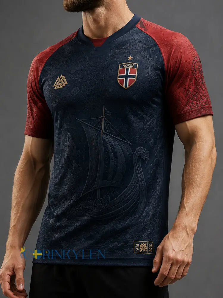 Klassisk norsk fotbolls-t-shirt för män till vardags - som bild / S