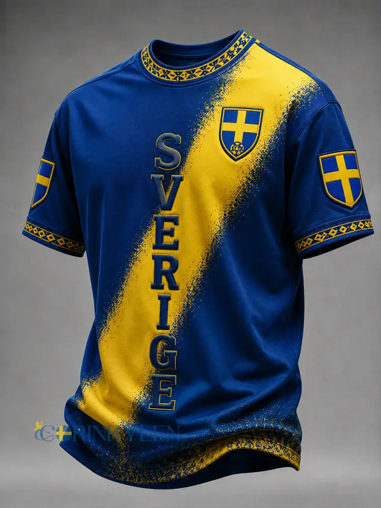 Kvartettmönstrad fotbollssjal för män vintagestil tryckt på en avslappnad t-shirt - A / S