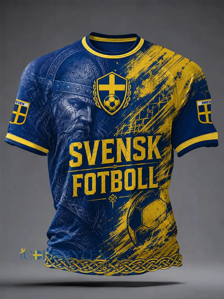 Kvartettmönstrad fotbollssjal för män vintagestil tryckt på en avslappnad t-shirt - A / S