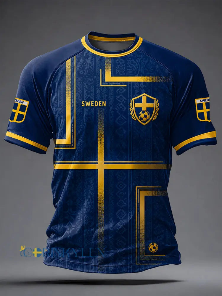 Kvartettmönstrad fotbollssjal för män vintagestil tryckt på en avslappnad t-shirt - A / S