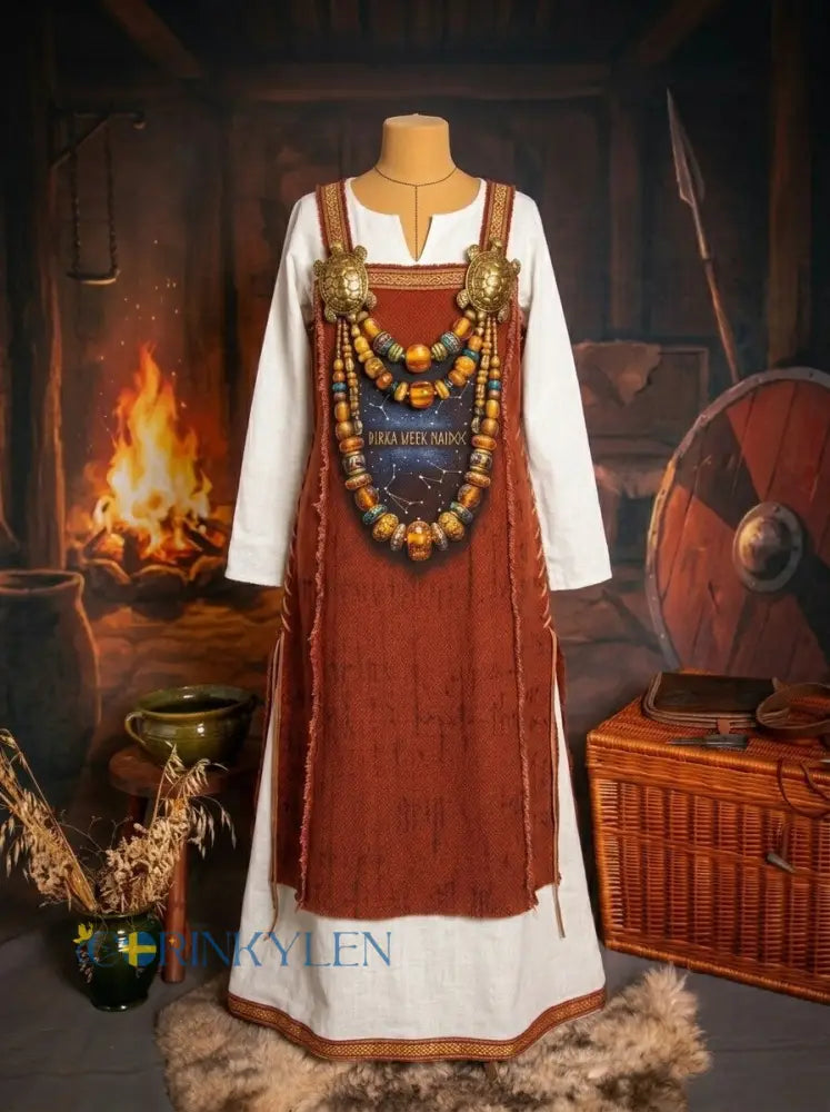 Kvinnligt vintage-svenskt förkläde från Birka Vikingaveckor - brun / S