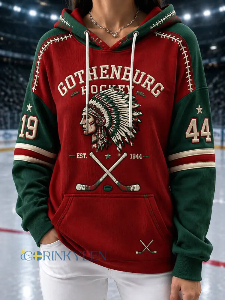 Kvinnor Göteborg Hockey Fan Casual Hoodie. - som bild / S