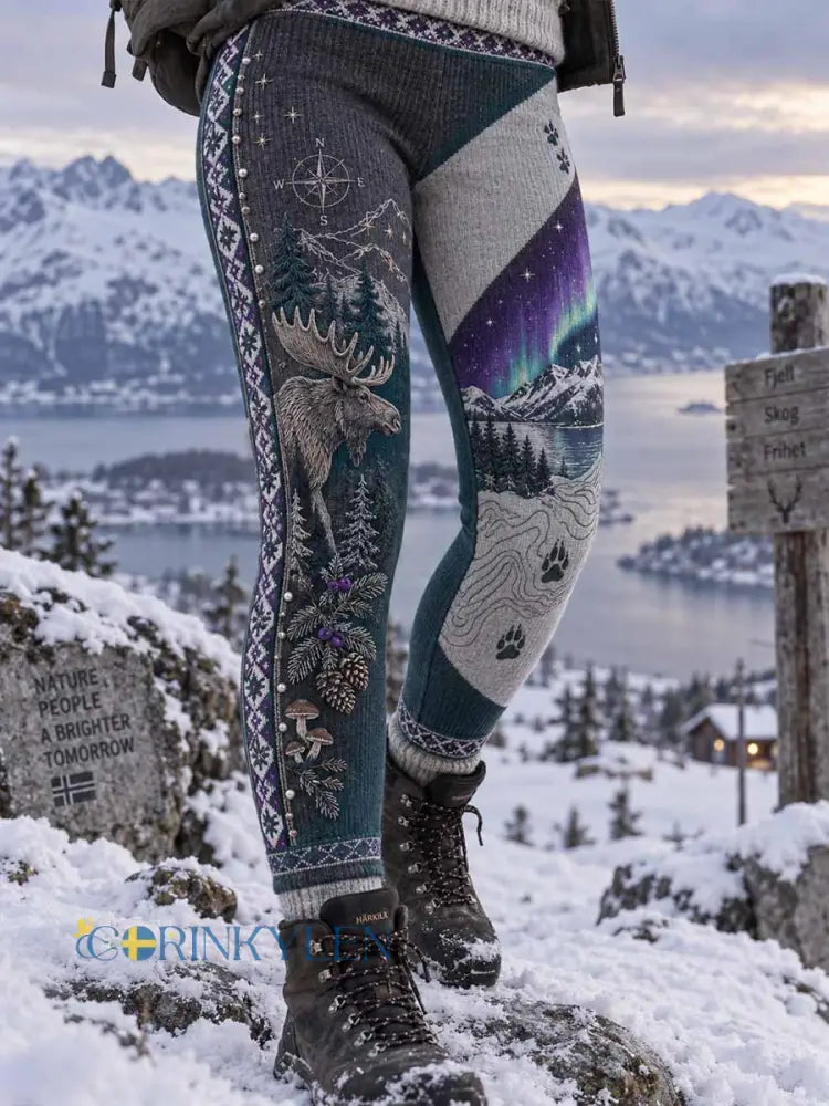 Kvinnor Retro jakt säsongen mönstrade Leggings - som bild / S