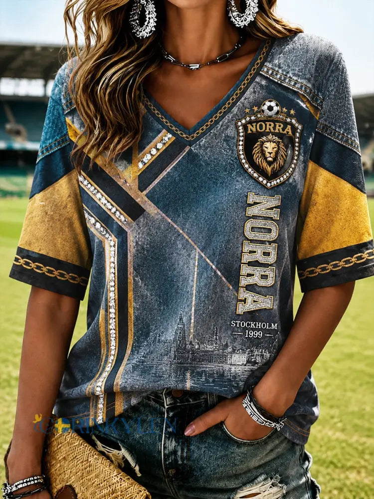 Kvinnors AIK Svartgult Fotboll T-shirt - som bild / S