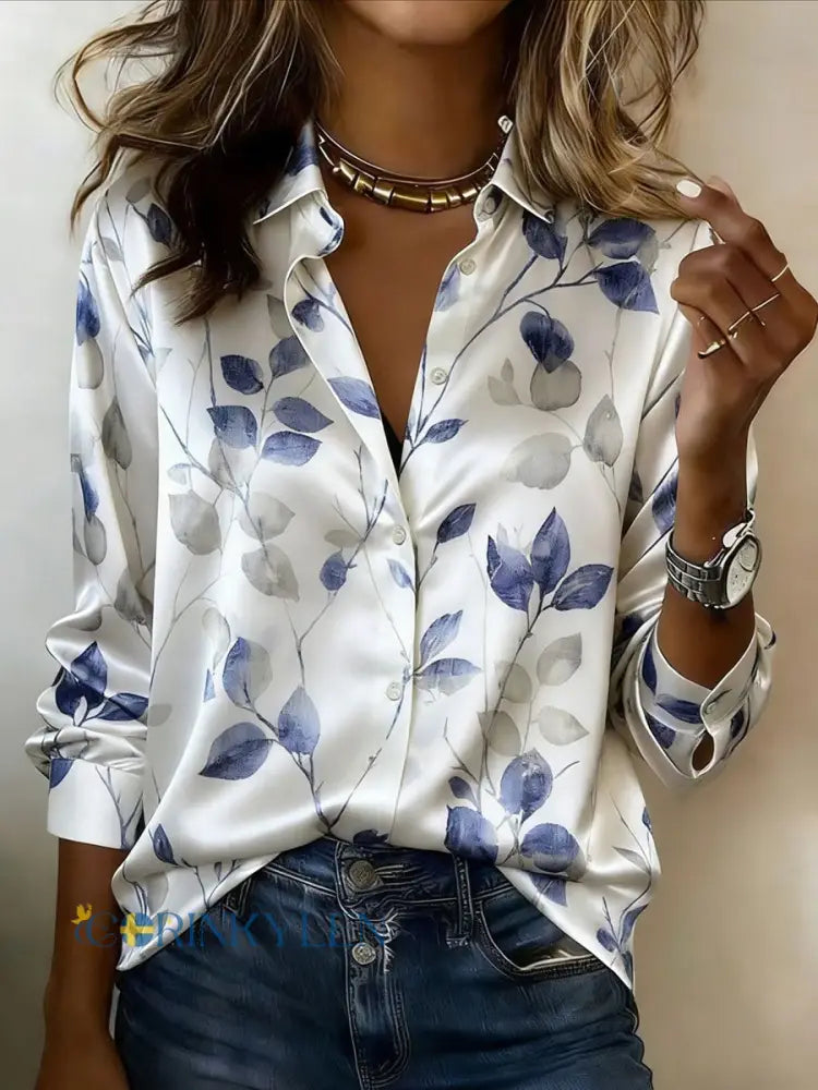 Kvinnors blomsterkonst Print Casual tröja - vitt / S
