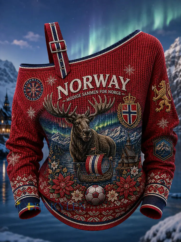 Kvinnors fotboll Print Casual Off-Shoulder Sweatshirt - A / S