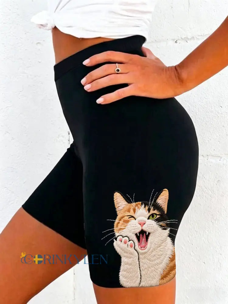 Kvinnors vackra katt mönster Stretch Leggings - svart / S