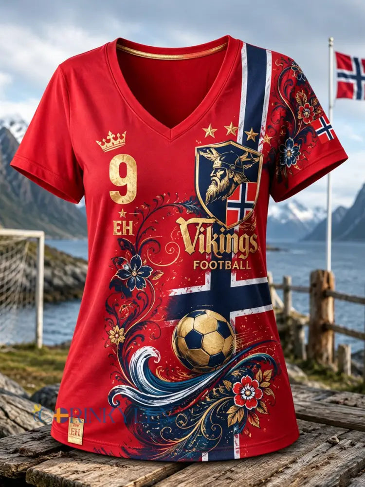 Kvinnorska fotbollsmatch cheering Element Art Print V-Hack T-shirt - A / S