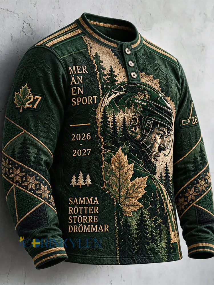 Män IF Björklöven Svensk Ishockey Tryckt Casual Sweatshirt - grönt / S