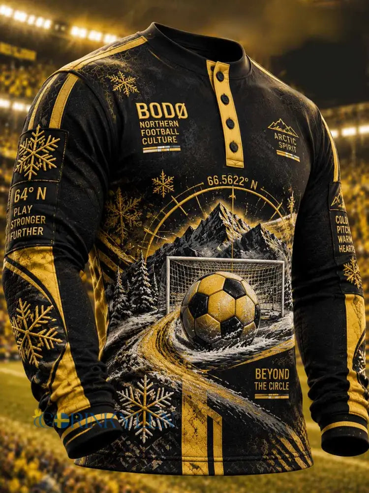 Mäns Bodø Glimt Lagmönster Skriv ut långa ärmar T-shirt - som bild / S